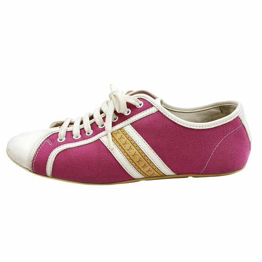 LOUIS VUITTON ルイ・ヴィトン ラインロゴ ローカット キャンバス スニーカー ピンク系 36 1/2【中古】
