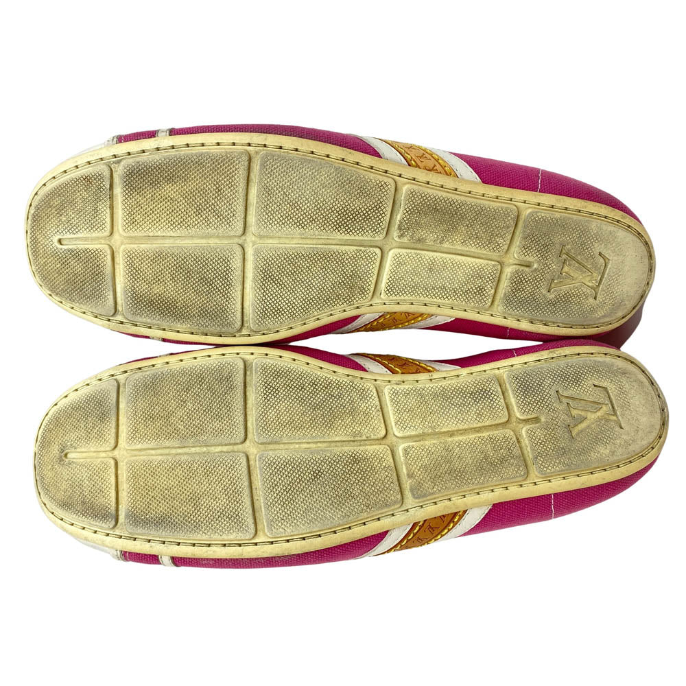 LOUIS VUITTON ルイ・ヴィトン ラインロゴ ローカット キャンバス スニーカー ピンク系 36 1/2【中古】