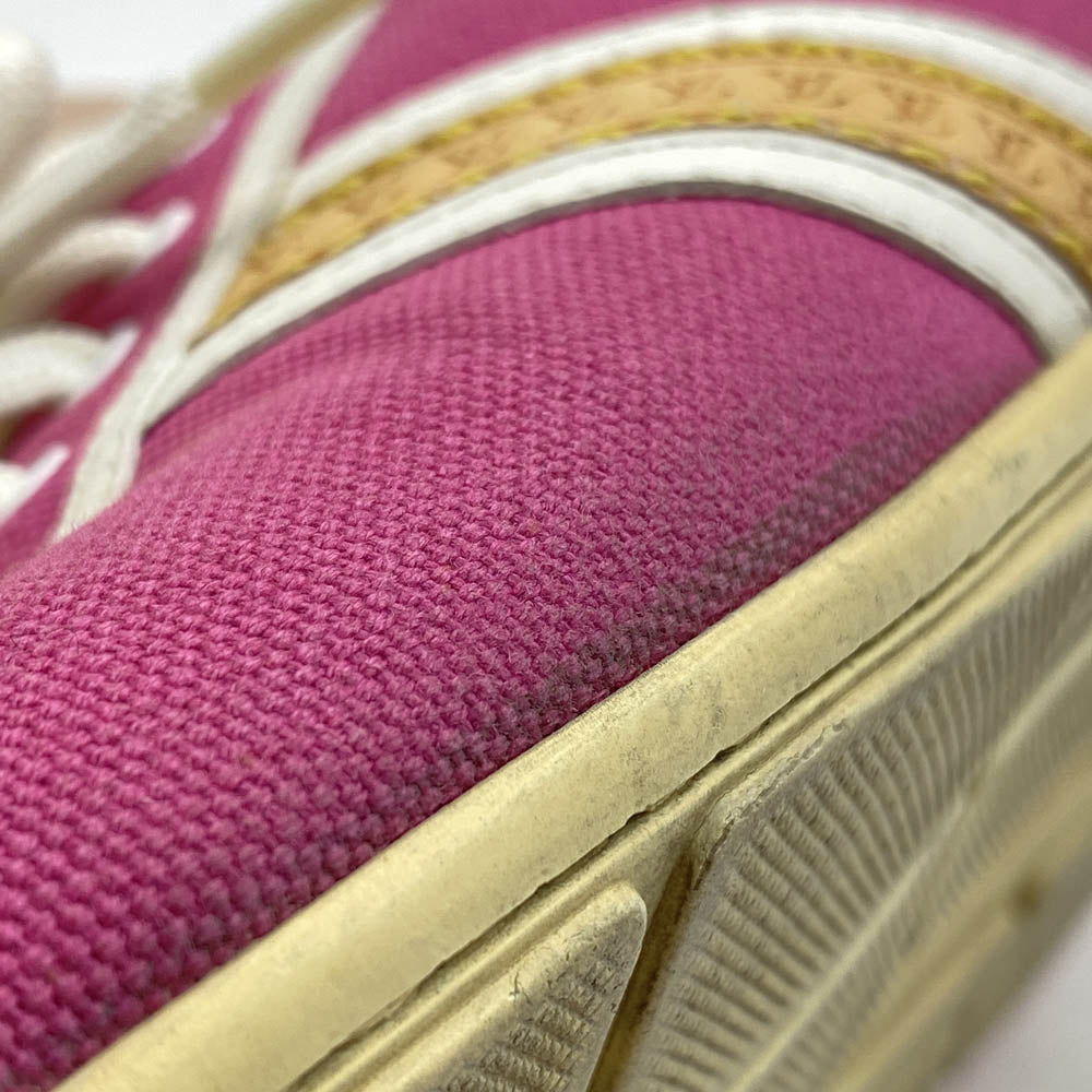 LOUIS VUITTON ルイ・ヴィトン ラインロゴ ローカット キャンバス スニーカー ピンク系 36 1/2【中古】