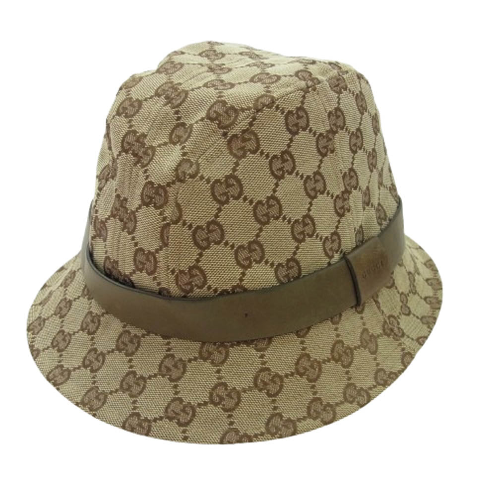 GUCCI グッチ GGキャンバス バケットハット ブラウン系 L【中古】
