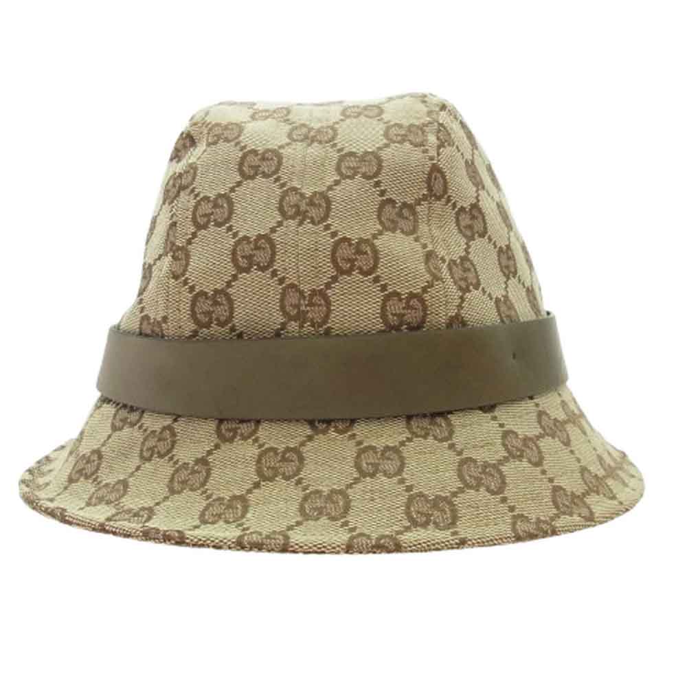 GUCCI グッチ GGキャンバス バケットハット ブラウン系 L【中古】
