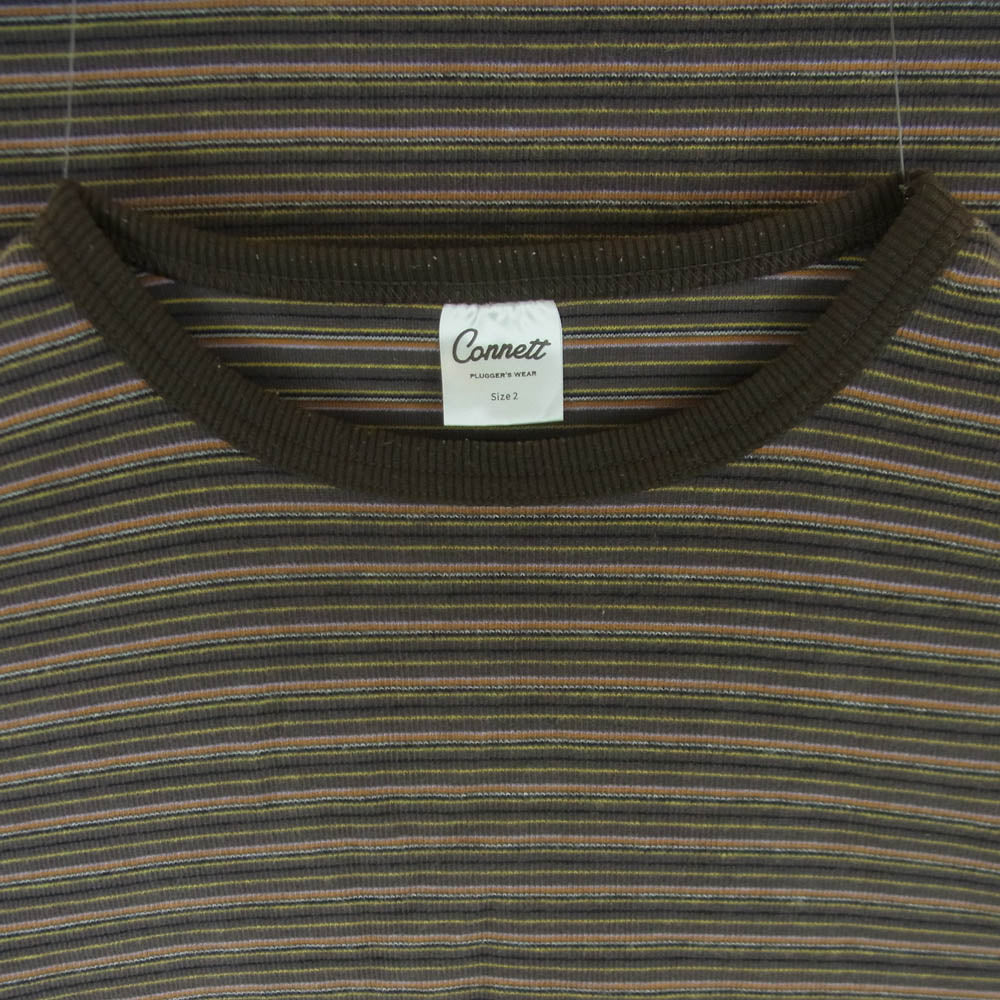 コネット ボーダー ロンT スウェット トレーナー 長袖 中国製 ブラウン系 2【中古】