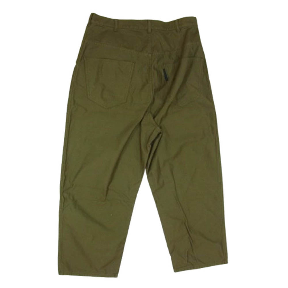 COMME des GARCONS HOMME コムデギャルソンオム HK-P022 AD2022 ロゴタブ 製品染めコットン 1タック ワイドパンツ カーキ系 S【中古】