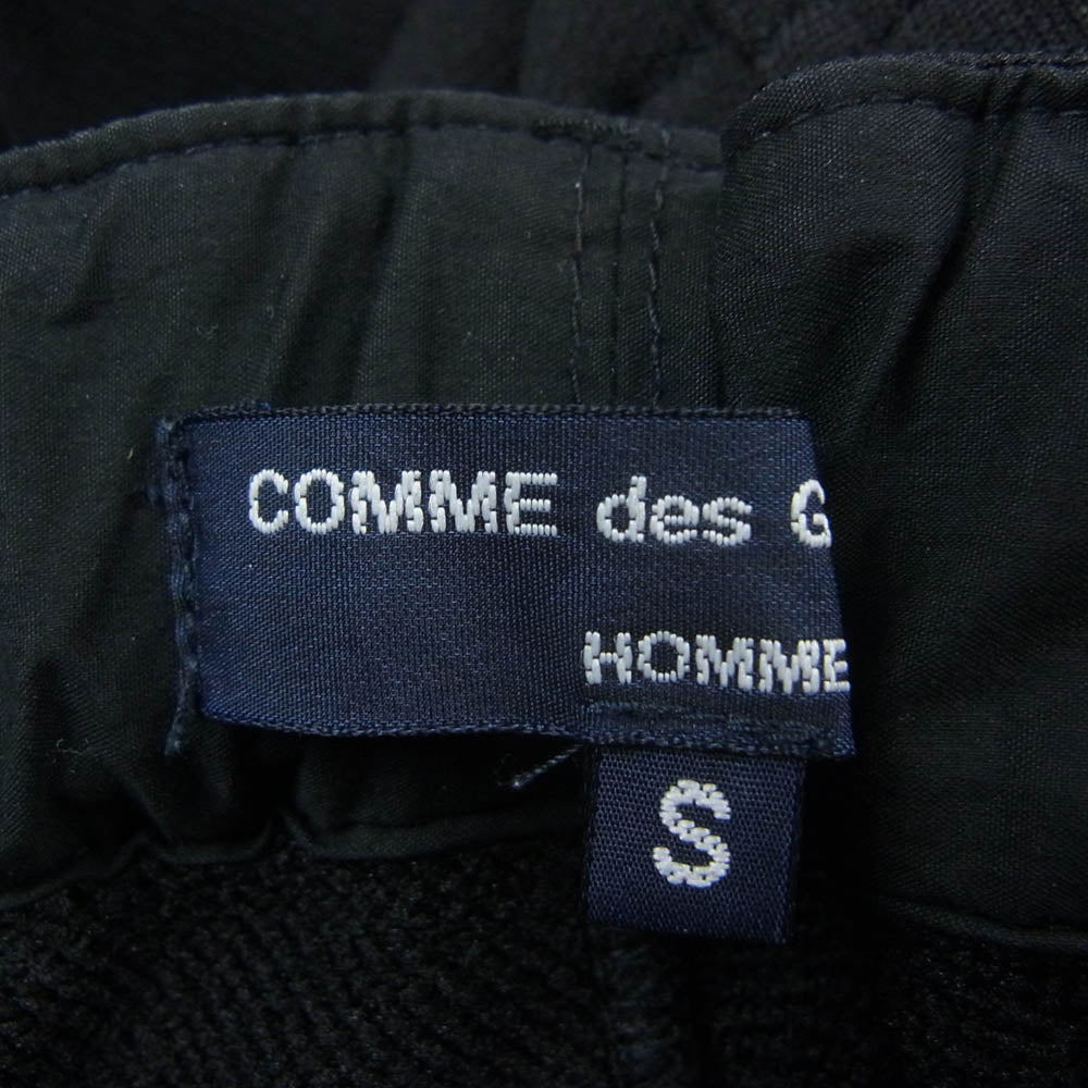 COMME des GARCONS HOMME コムデギャルソンオム HL-P019 AD2023 エステル裏毛スウェット ロゴタブ ワイドテーパード イージーパンツ ブラック系 S【中古】