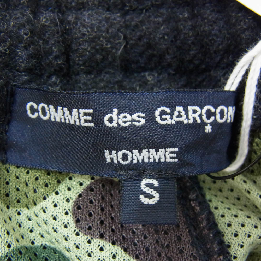COMME des GARCONS HOMME コムデギャルソンオム 23AW HL-P027 裏地メッシュ 裏地カモフラ柄 ウール イージー パンツ ダークネイビー系 S【極上美品】【中古】