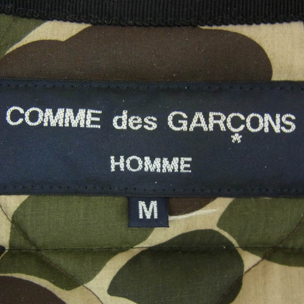 COMME des GARCONS HOMME コムデギャルソンオム HL-V001 裏地カモフラ柄 迷彩 中綿 キルティング ベスト ブラック系 M【中古】