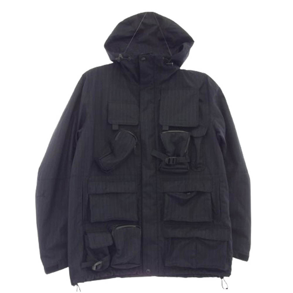 JUNYA WATANABE COMME des GARCONS MAN ジュンヤワタナベコムデギャルソンマン WJ-J007 AD2022 マルチポケット ストライプ フーデッド ブルゾン タクティカル ジャケット ブラック系 M【中古】