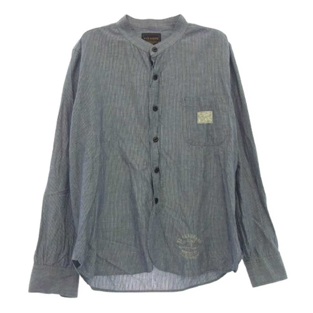 BY GLADHAND バイグラッドハンド byGH-12-SS-09 ストライプ 長袖 バンドカラー シャツ ネイビー系 M【中古】