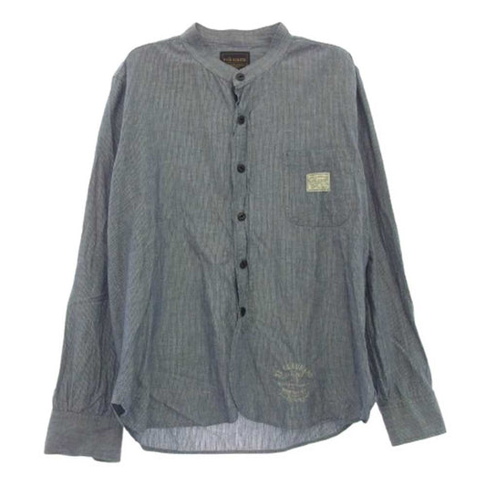 BY GLADHAND バイグラッドハンド byGH-12-SS-09 ストライプ 長袖 バンドカラー シャツ ネイビー系 M【中古】