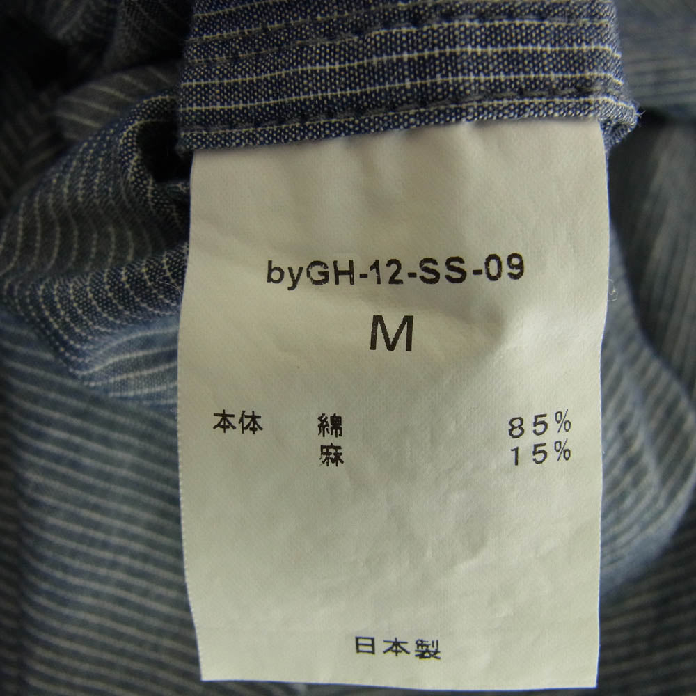 BY GLADHAND バイグラッドハンド byGH-12-SS-09 ストライプ 長袖 バンドカラー シャツ ネイビー系 M【中古】