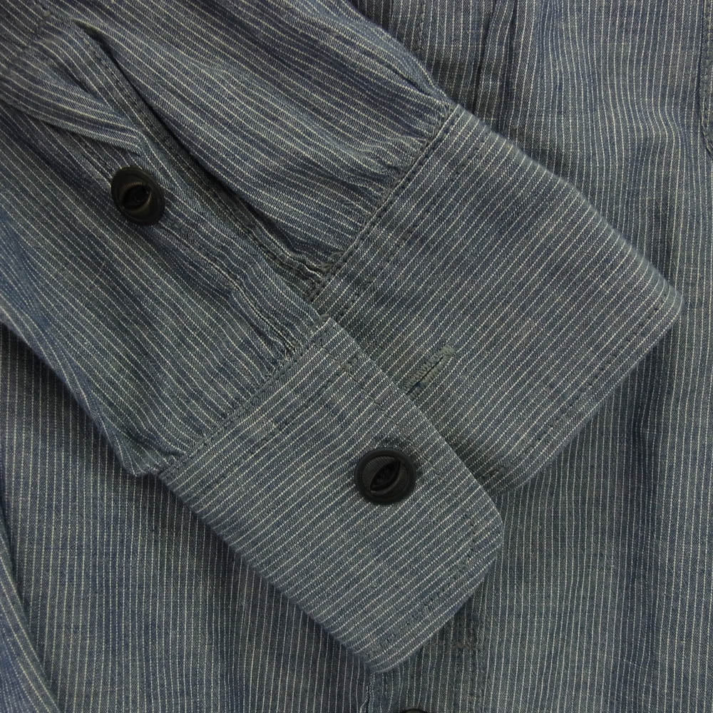BY GLADHAND バイグラッドハンド byGH-12-SS-09 ストライプ 長袖 バンドカラー シャツ ネイビー系 M【中古】