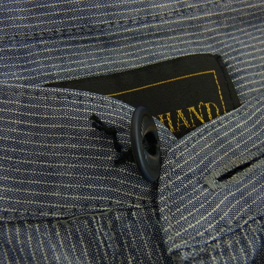 BY GLADHAND バイグラッドハンド byGH-12-SS-09 ストライプ 長袖 バンドカラー シャツ ネイビー系 M【中古】