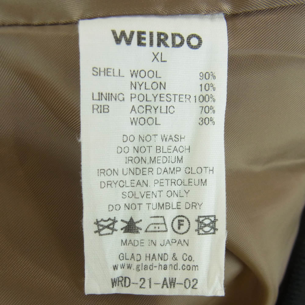 WEIRDO ウィアード WRD-21-AW-02 POLICE SQ JACKET スタジャン ジャケット 日本製 イエロー系 MUSTARD XL【美品】【中古】