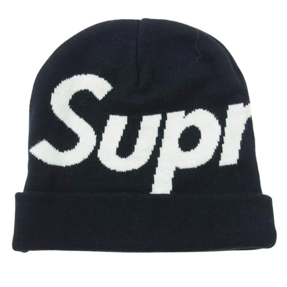 Supreme シュプリーム 17AW Big Logo Beanie カシミヤ混 ビッグ ロゴ ビーニー ニット キャップ 帽子 ブラック系【中古】