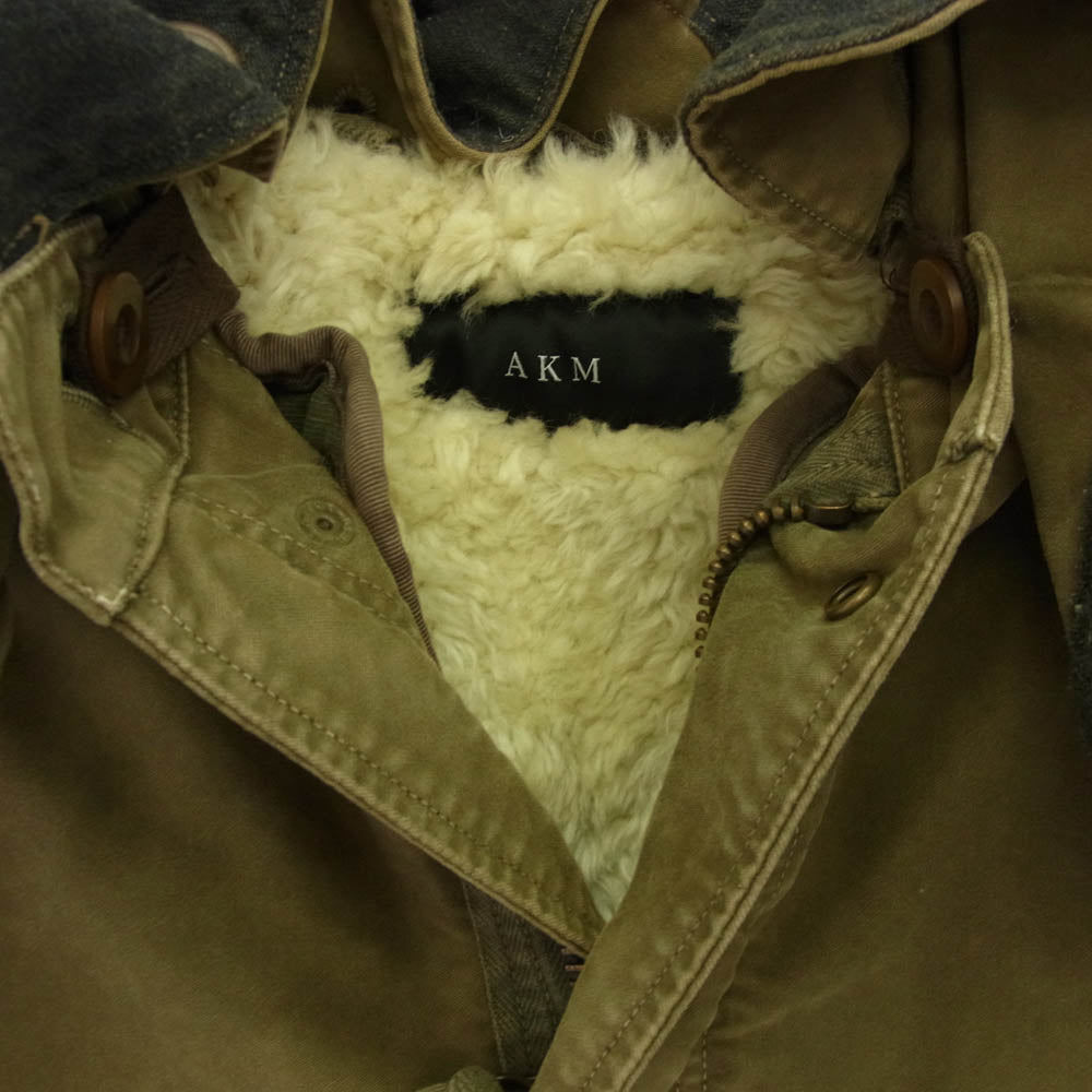 AKM エイケイエム フィッシュテール パーカー ボアライナー モッズ コート カーキ系 M【中古】