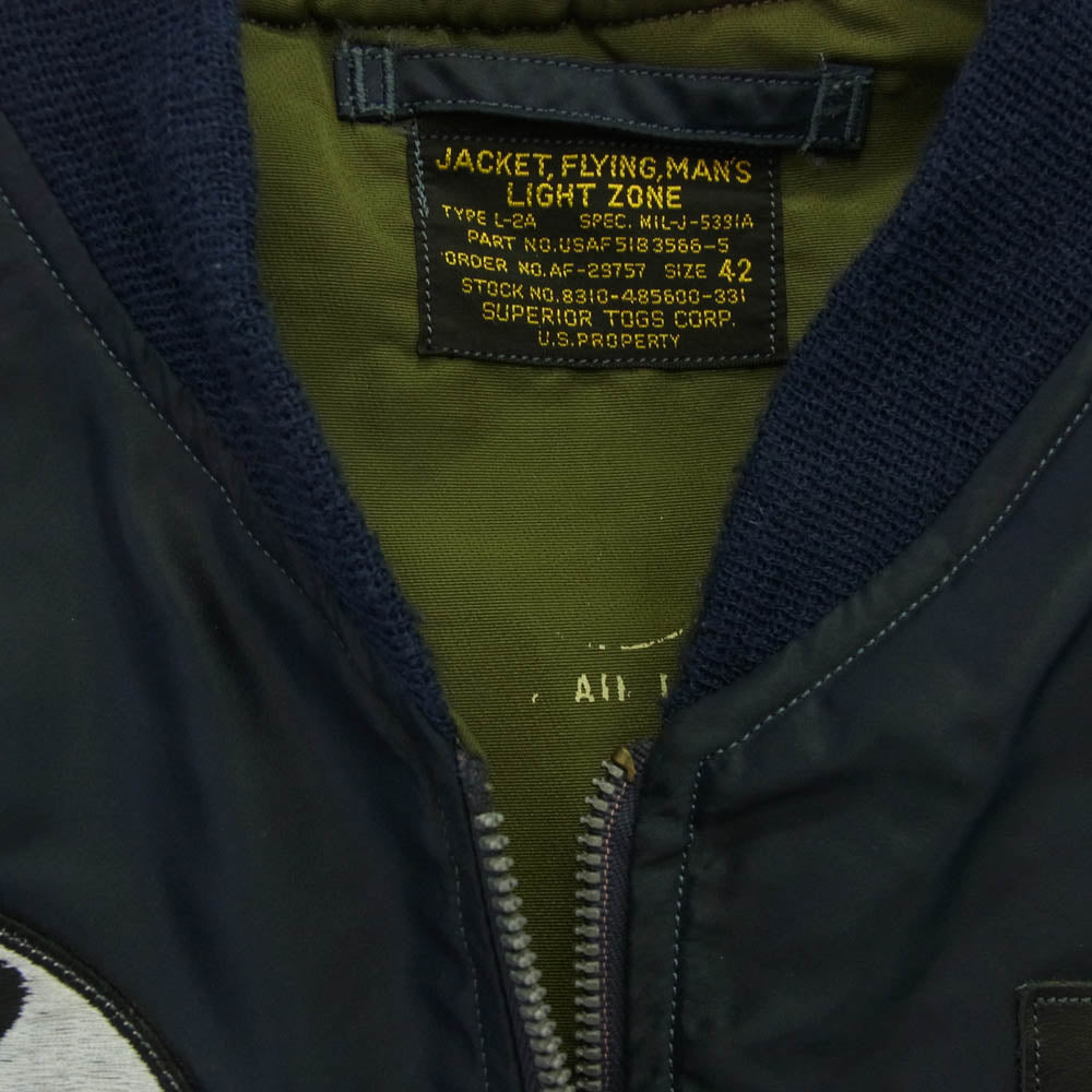 Buzz Rickson's バズリクソンズ BR10578 L-2A カスタム JACKET FLYING MAN'S LIGHT ZONE フライト ジャケット ネイビー系 42【中古】