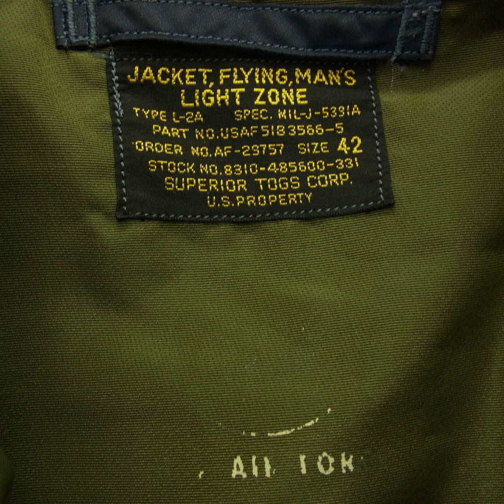 Buzz Rickson's バズリクソンズ BR10578 L-2A カスタム JACKET FLYING MAN'S LIGHT ZONE フライト ジャケット ネイビー系 42【中古】