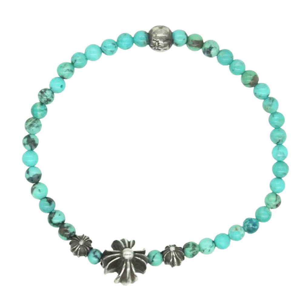 CHROME HEARTS クロムハーツ（原本無） BEAD 4ｍｍ カットアウトCHプラスターコイズ ビーズ ブレスレット ターコイズ【中古】