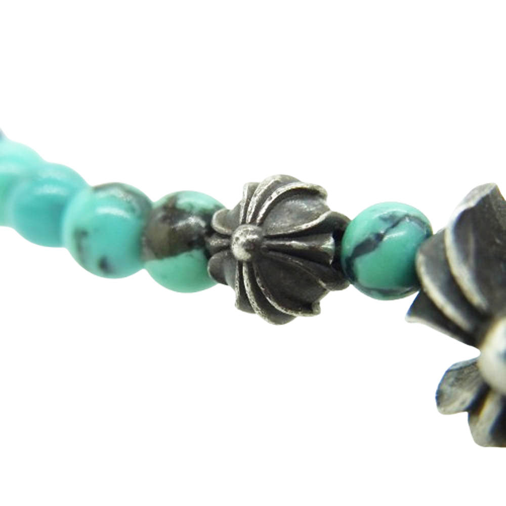 CHROME HEARTS クロムハーツ（原本無） BEAD 4ｍｍ カットアウトCHプラスターコイズ ビーズ ブレスレット ターコイズ【中古】