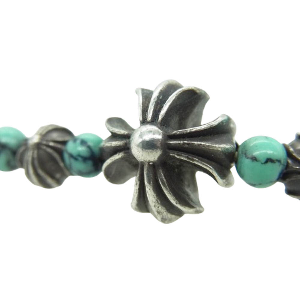 CHROME HEARTS クロムハーツ（原本無） BEAD 4ｍｍ カットアウトCHプラスターコイズ ビーズ ブレスレット ターコイズ【中古】