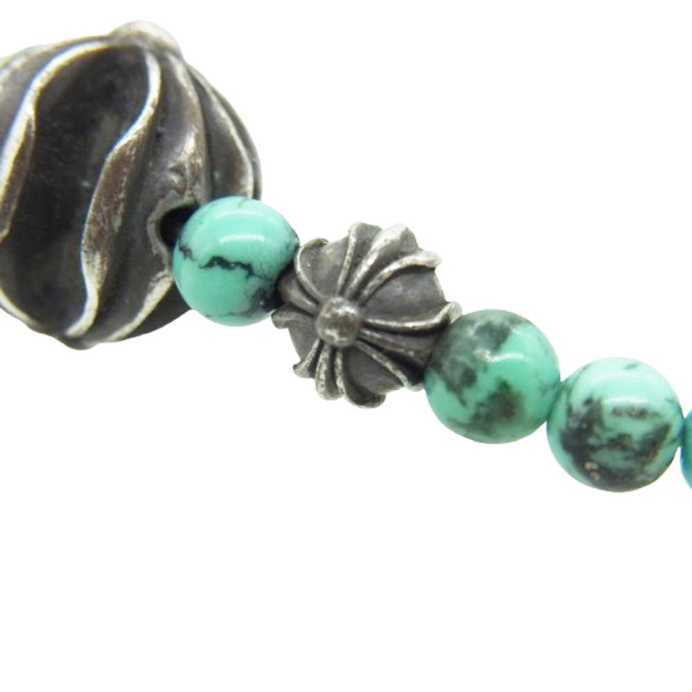 CHROME HEARTS クロムハーツ（原本無） BEAD 4ｍｍ カットアウトCHプラスターコイズ ビーズ ブレスレット ターコイズ【中古】