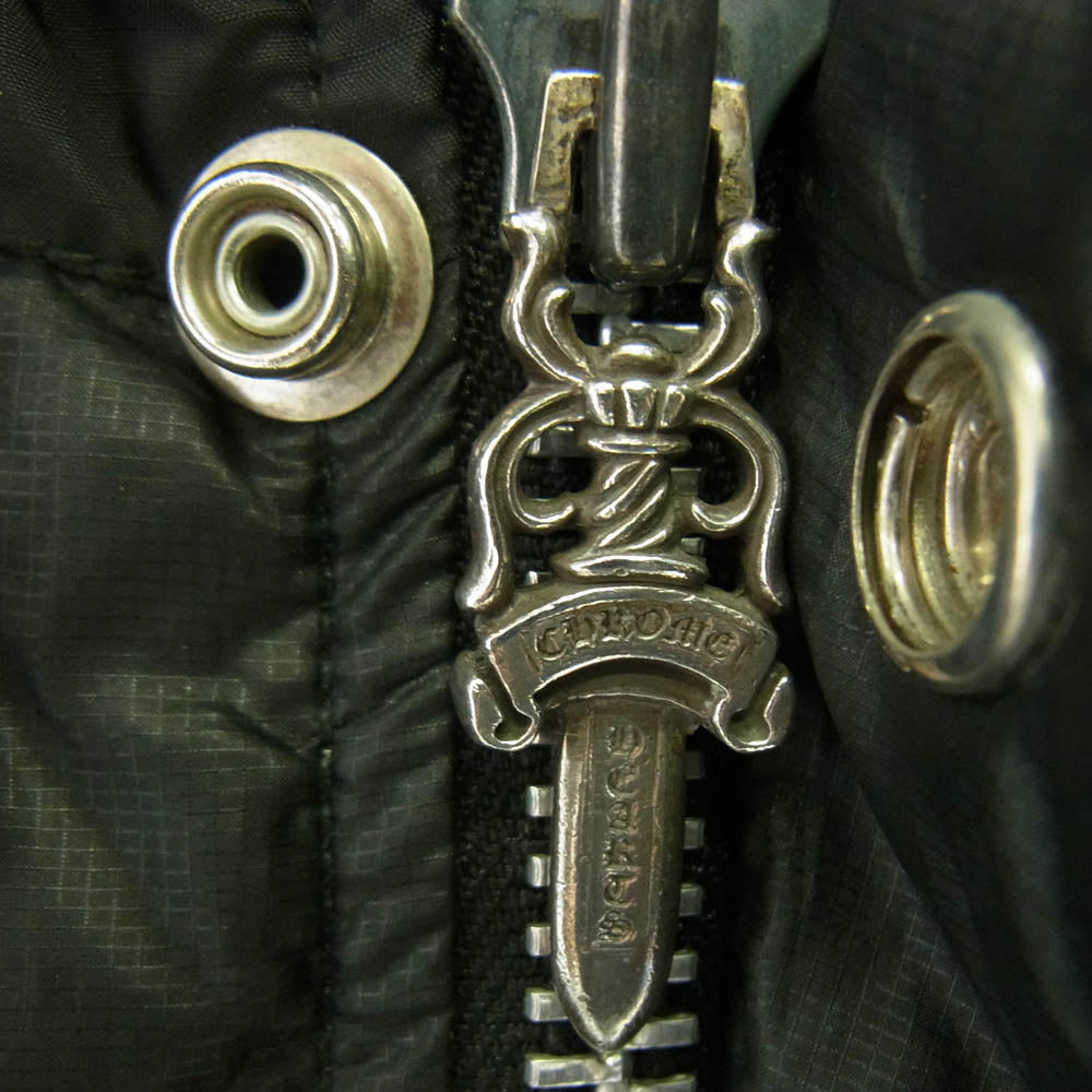 CHROME HEARTS クロムハーツ（原本無） STIFF V2 FBRC Puffer Jacket シルク ダガージップ クロスボール ダウン ジャケット ブラック系 S【中古】