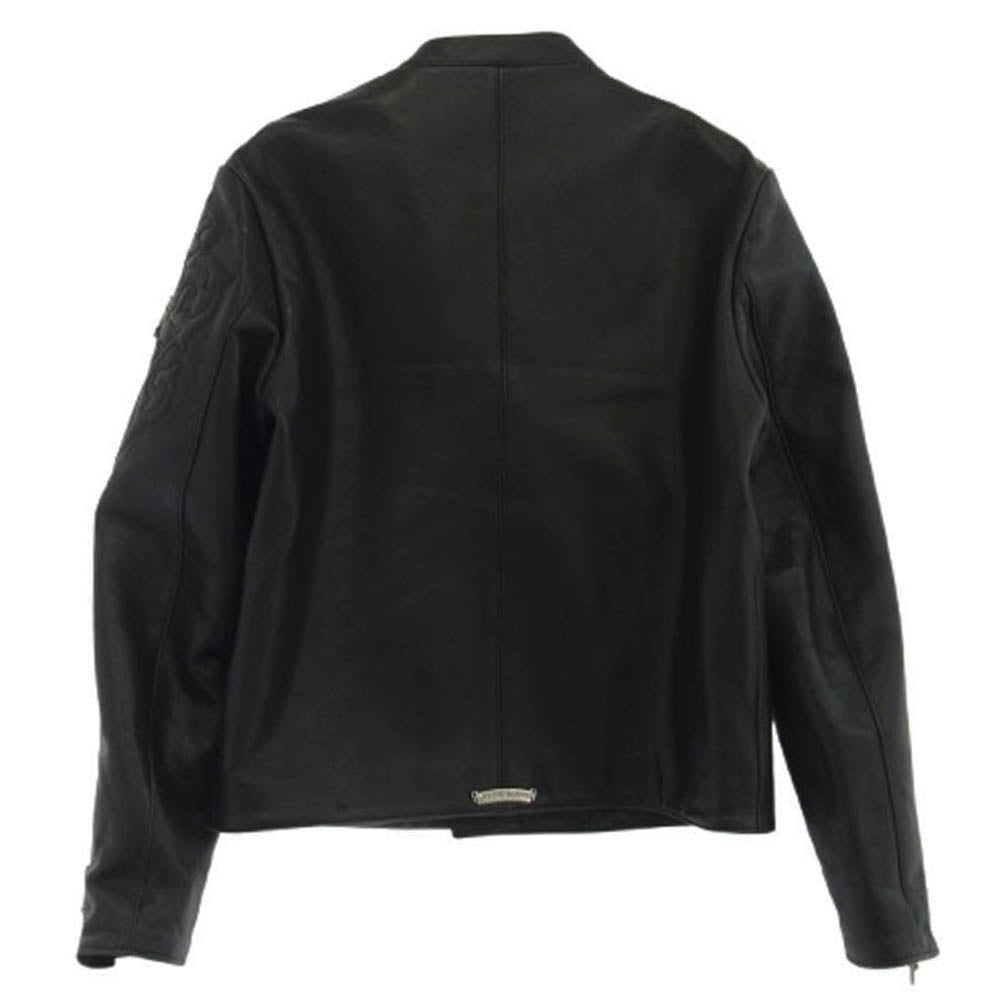 CHROME HEARTS クロムハーツ（原本無） RACING2 レーシング2 パッチ ダガージップ シングル ライダース ジャケット 牛革 ブラック系 S【中古】