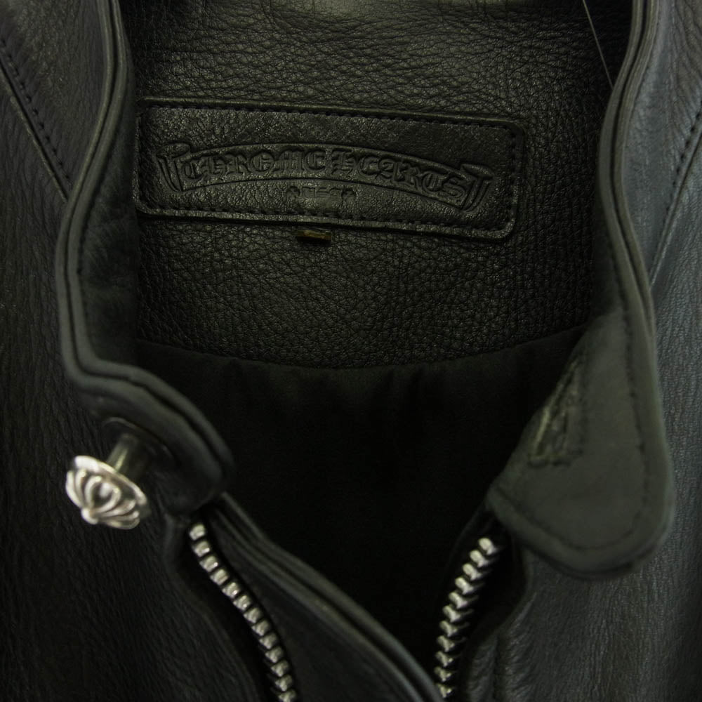 CHROME HEARTS クロムハーツ（原本無） RACING2 レーシング2 パッチ ダガージップ シングル ライダース ジャケット 牛革 ブラック系 S【中古】