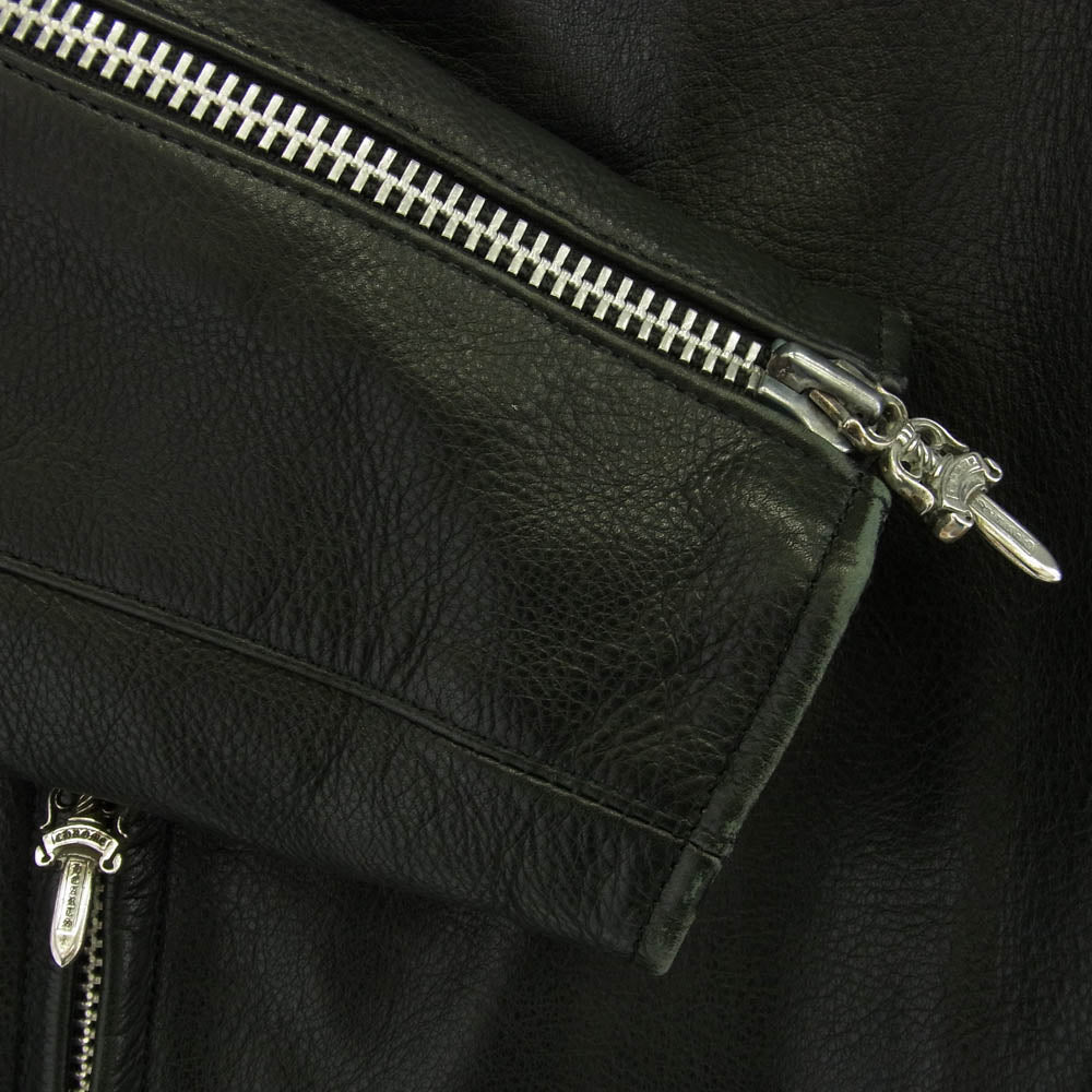 CHROME HEARTS クロムハーツ（原本無） RACING2 レーシング2 パッチ ダガージップ シングル ライダース ジャケット 牛革 ブラック系 S【中古】