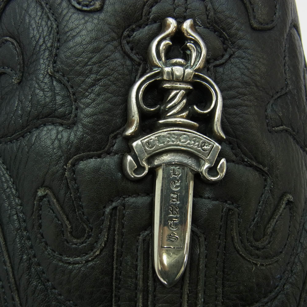 CHROME HEARTS クロムハーツ（原本無） RACING2 レーシング2 パッチ ダガージップ シングル ライダース ジャケット 牛革 ブラック系 S【中古】