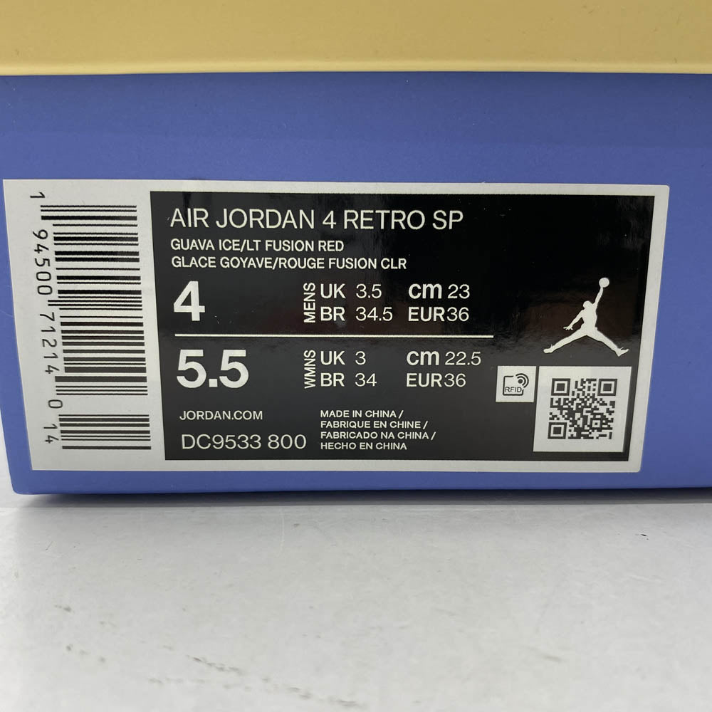 NIKE ナイキ DC9533-800 UNION AIR JORDAN 4 GUAVA ユニオン エアジョーダン グアバアイス ライトフュージョンレッド スニーカー マルチカラー系 23.0cm【極上美品】【中古】