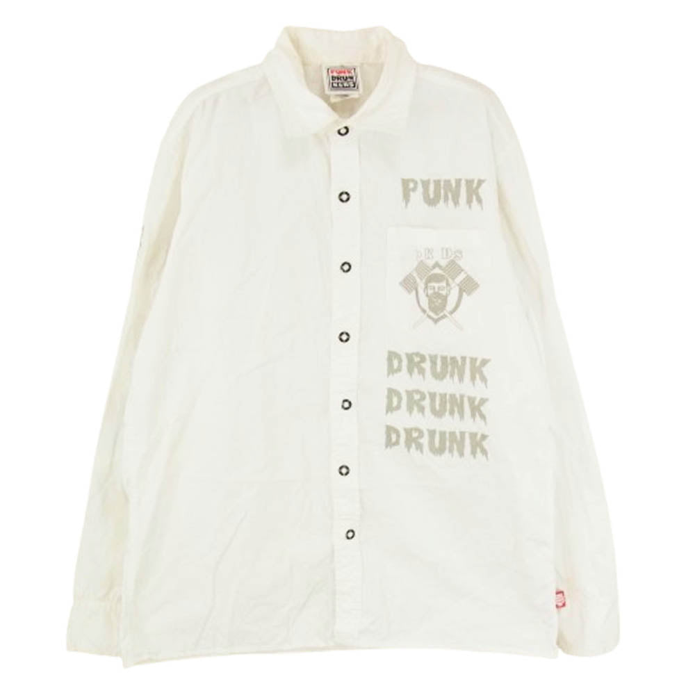 パンクドランカーズ PKDS レギュラーカラー 長袖 シャツ ホワイト系 L【中古】