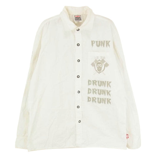 パンクドランカーズ PKDS レギュラーカラー 長袖 シャツ ホワイト系 L【中古】