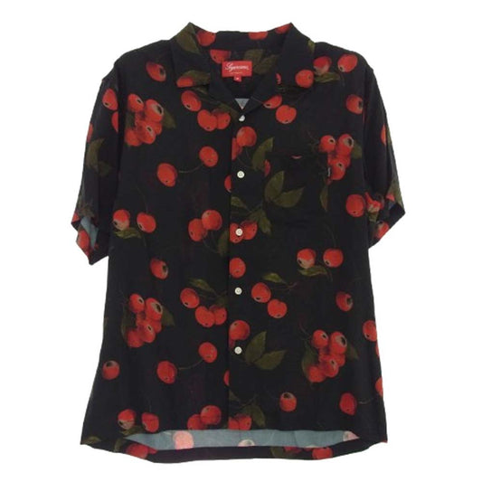 Supreme シュプリーム 19SS Cherry Rayon S/S Shirt チェリー レーヨン 半袖 シャツ ブラック系 M【中古】