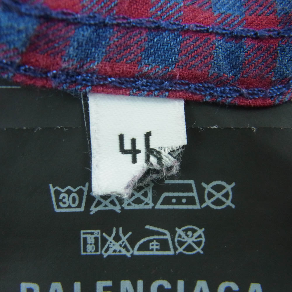 BALENCIAGA バレンシアガ 534295 TBM20 チェック柄 フランネル イージー パンツ コットン チュニジア製 パープル系 41【中古】
