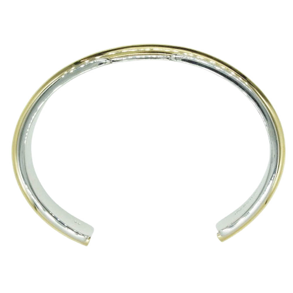 SAINT LAURENT サンローラン 2トーン カフ バングル ブレスレット ゴールド×シルバー シルバー系 ゴールド系 M【中古】