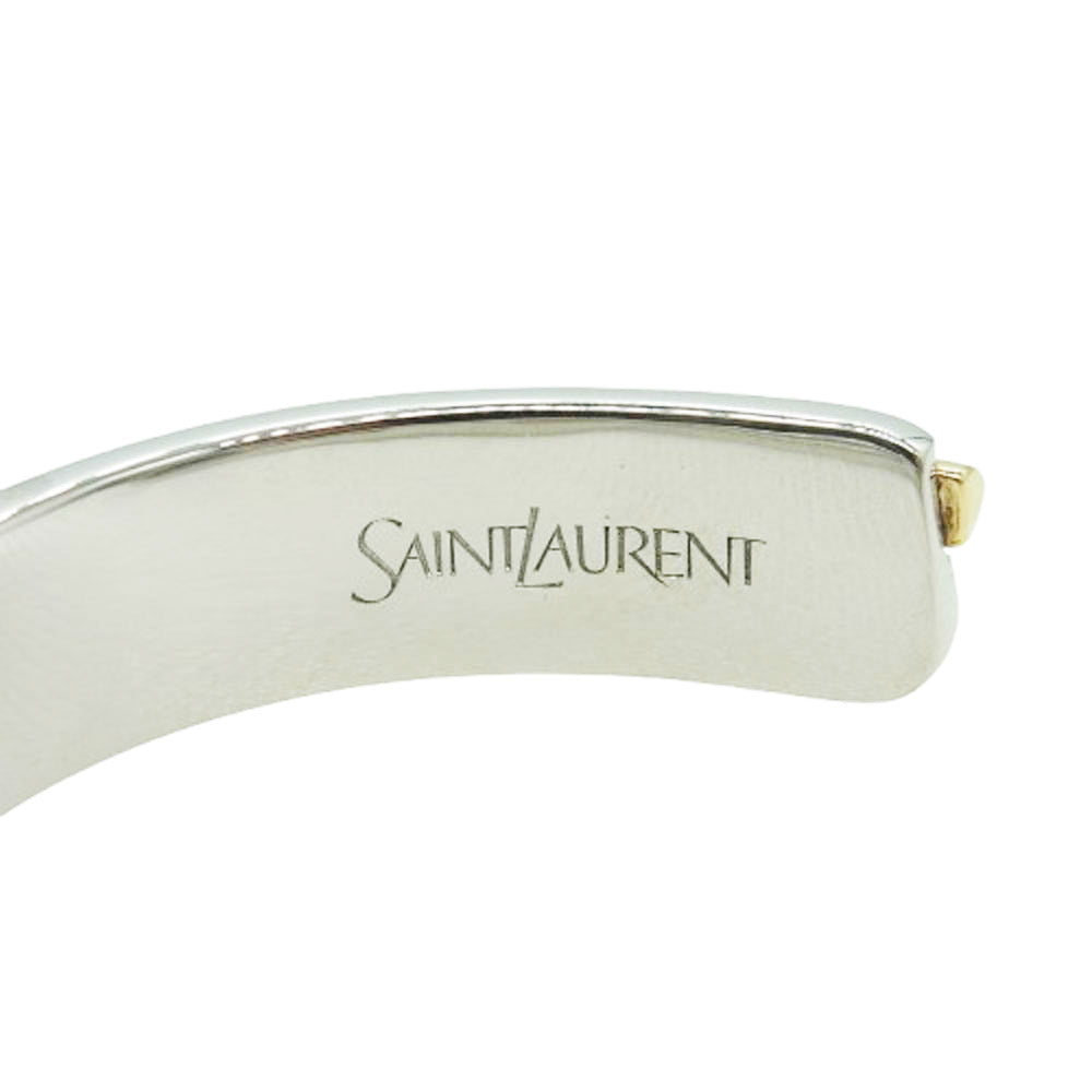 SAINT LAURENT サンローラン 2トーン カフ バングル ブレスレット ゴールド×シルバー シルバー系 ゴールド系 M【中古】