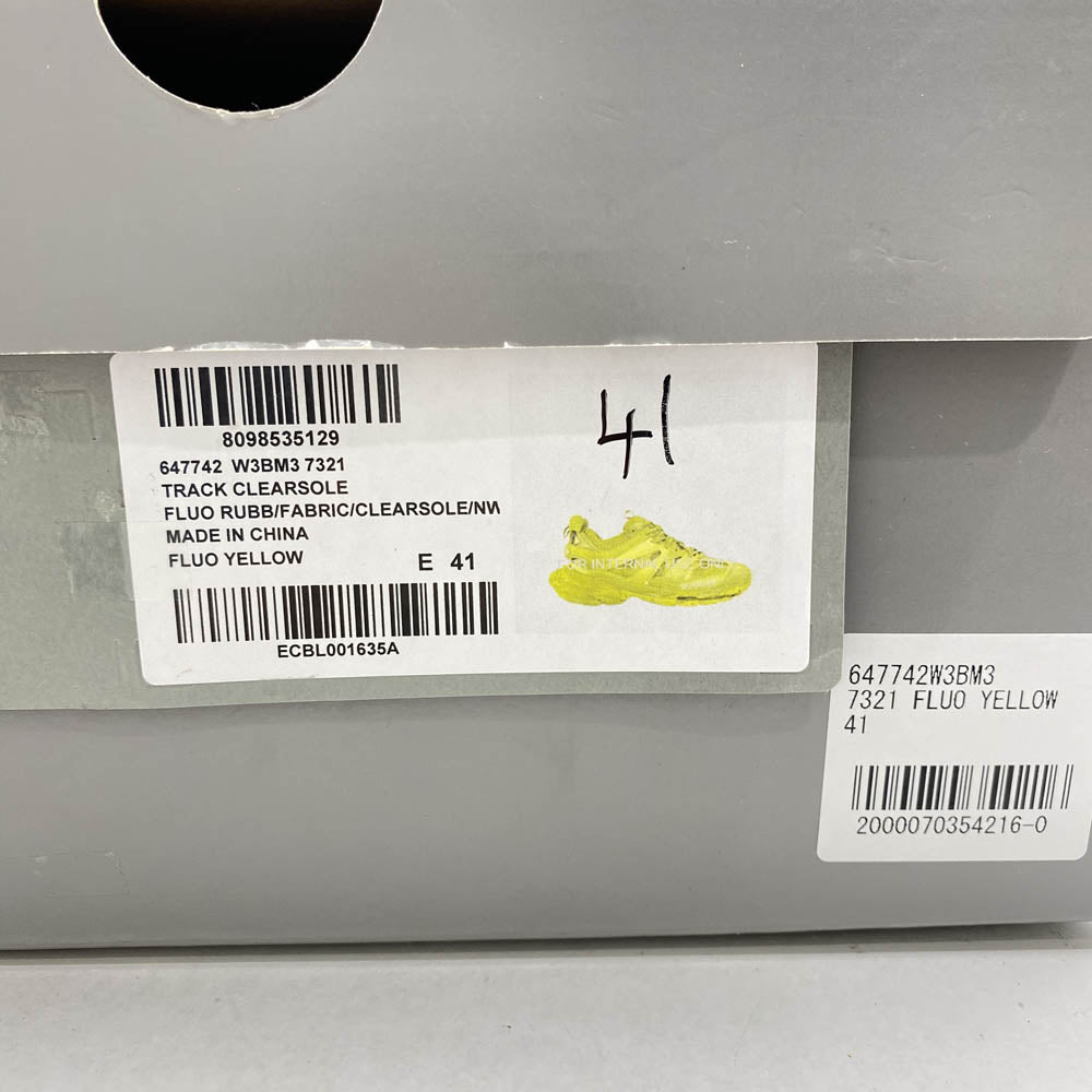 BALENCIAGA バレンシアガ 647742 W3BM3 TRACK CLEAR SOLE トラック クリアソール ネオンイエロー スニーカー Fluo Yellow フルオイエロー イエロー系 41(27cm)【美品】【中古】