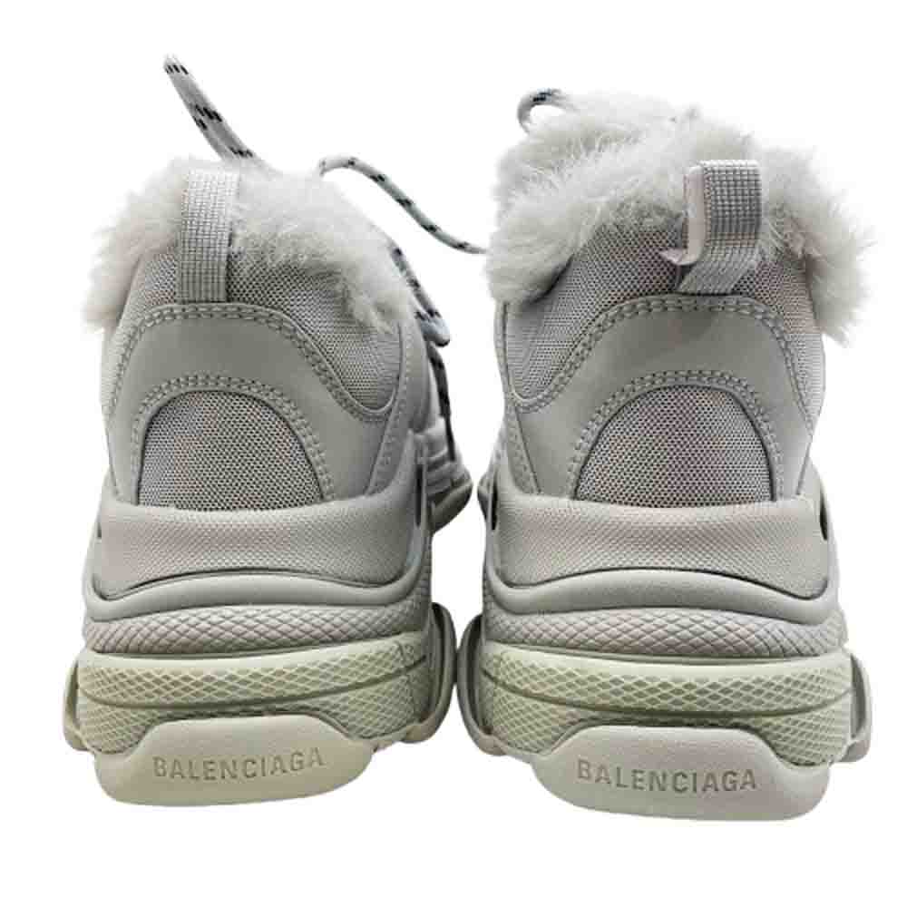 BALENCIAGA バレンシアガ 668563 W3CQ5 TRIPLE S FUR トリプルS フェイクファー スニーカー グレー系 42【極上美品】【中古】