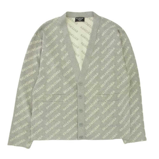 BALENCIAGA バレンシアガ 22AW 699822 T3233 Mini Allover Logo Cardigan ミニ オールオーバーロゴ カーディガン グレー系 L【中古】