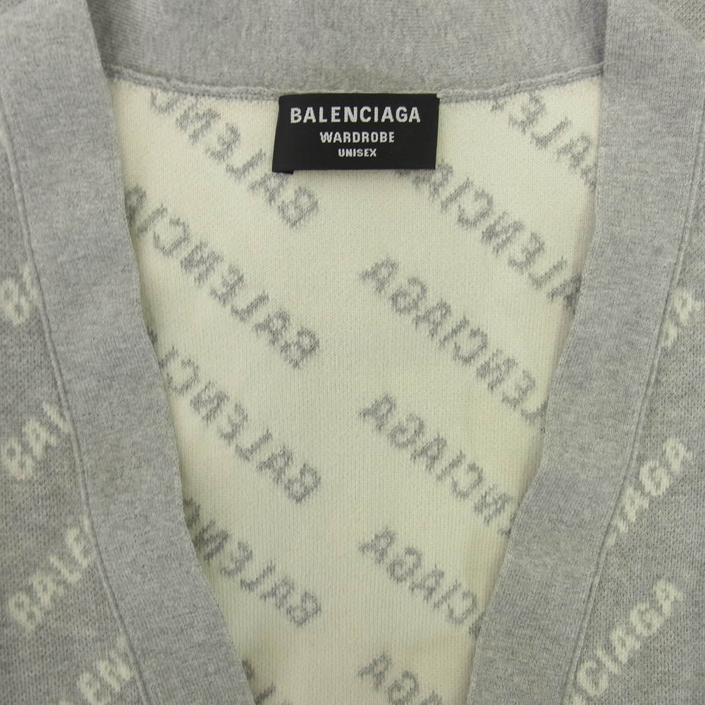 BALENCIAGA バレンシアガ 22AW 699822 T3233 Mini Allover Logo Cardigan ミニ オールオーバーロゴ カーディガン グレー系 L【中古】