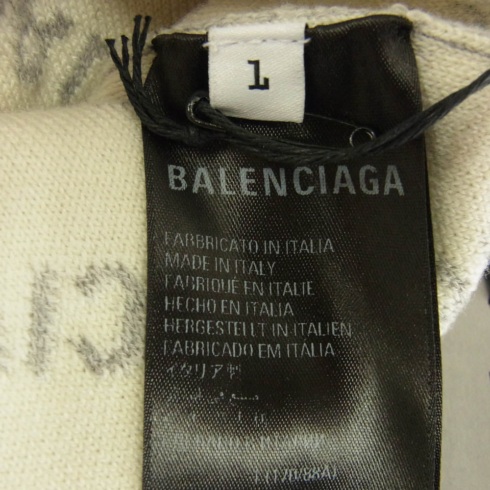 BALENCIAGA バレンシアガ 22AW 699822 T3233 Mini Allover Logo Cardigan ミニ オールオーバーロゴ カーディガン グレー系 L【中古】