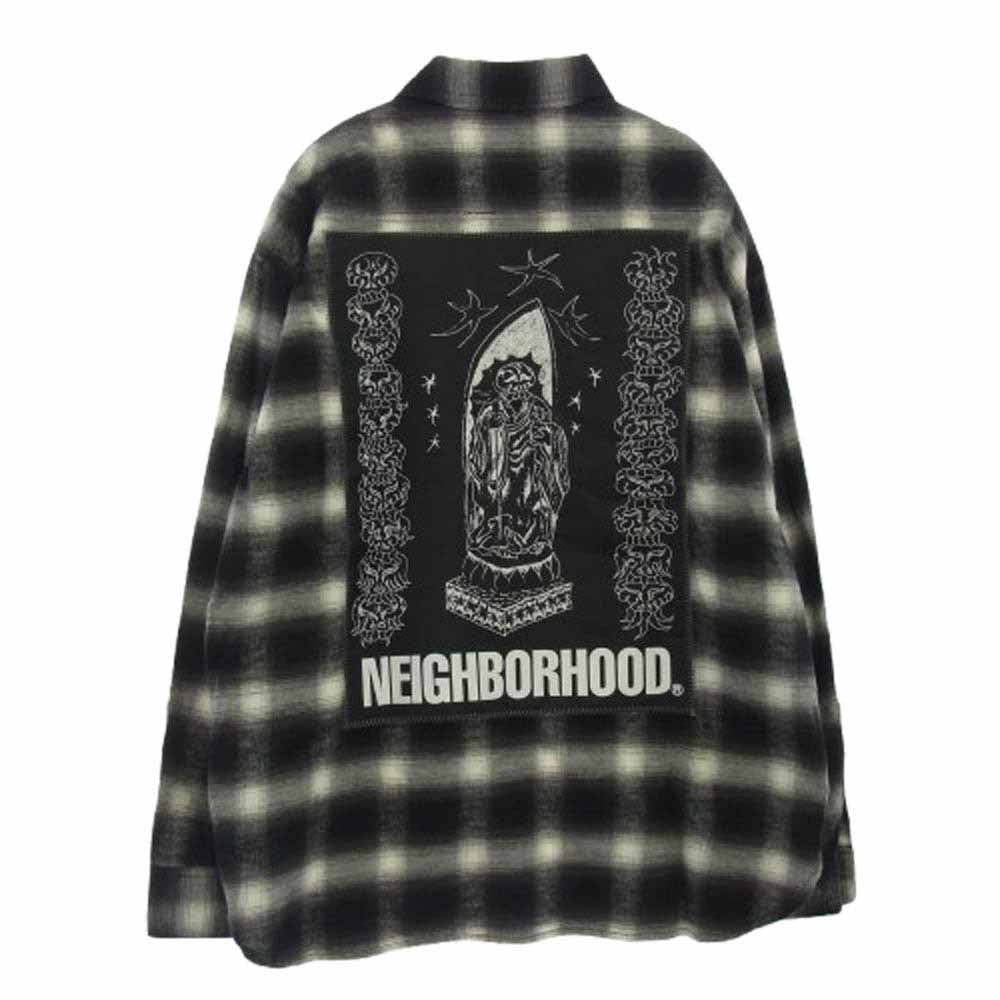 NEIGHBORHOOD ネイバーフッド 25SS 251AQFGN-SHM01S × FUCKING AWESOME ファッキンオーサム HOMBRE CHECK SHIRT オンブレチェック 長袖シャツ ブラック系 M【中古】