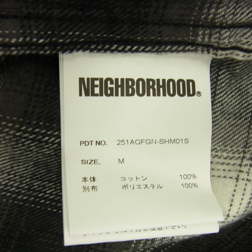 NEIGHBORHOOD ネイバーフッド 25SS 251AQFGN-SHM01S × FUCKING AWESOME ファッキンオーサム HOMBRE CHECK SHIRT オンブレチェック 長袖シャツ ブラック系 M【中古】