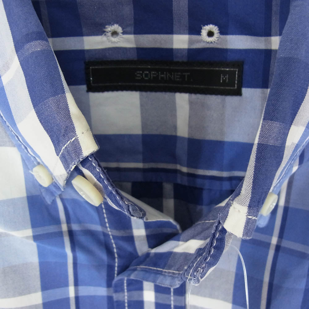 SOPHNET. ソフネット SOPH-120015 チェック ボタン ダウン 長袖 シャツ エルボーパッチ ブルー系 M【中古】