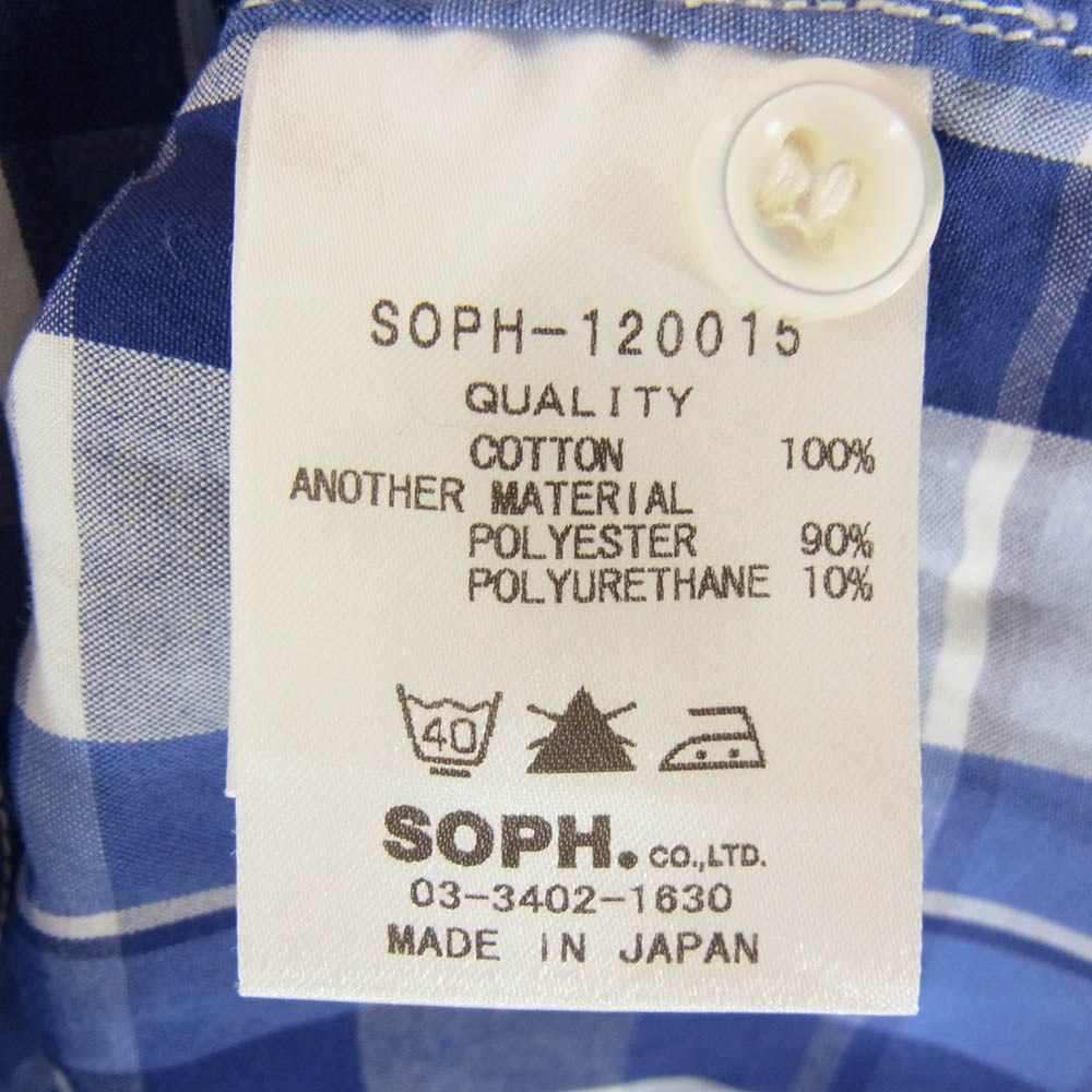 SOPHNET. ソフネット SOPH-120015 チェック ボタン ダウン 長袖 シャツ エルボーパッチ ブルー系 M【中古】