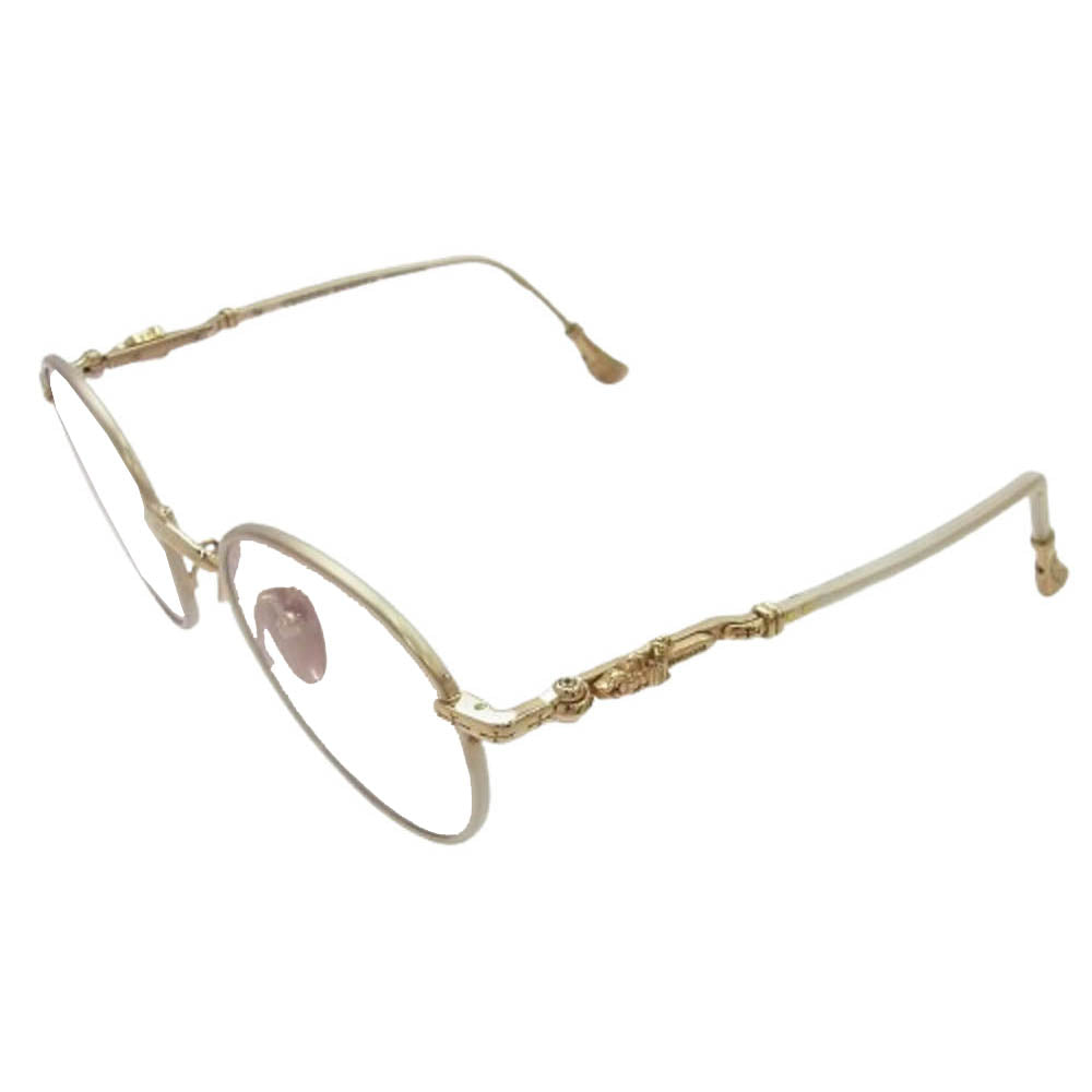 CHROME HEARTS クロムハーツ（原本有） FIRKIN サイドダガーテンプル ラウンドフレーム アイウェア 眼鏡 メガネ サングラス ゴールド系【中古】