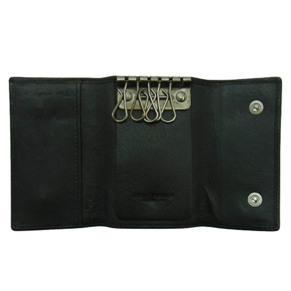 DOLCE&GABBANA ドルチェアンドガッバーナ ロゴプレート レザー キーケース ブラック系【中古】