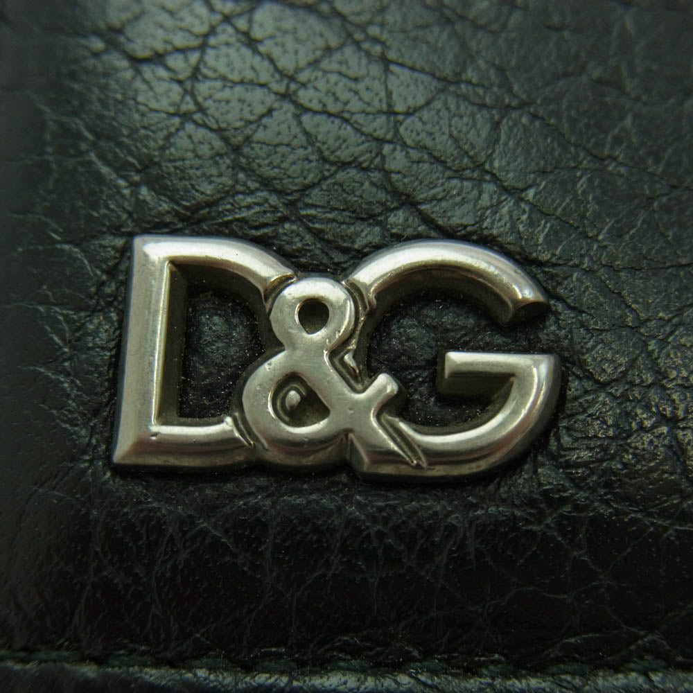 DOLCE&GABBANA ドルチェアンドガッバーナ ロゴプレート レザー キーケース ブラック系【中古】
