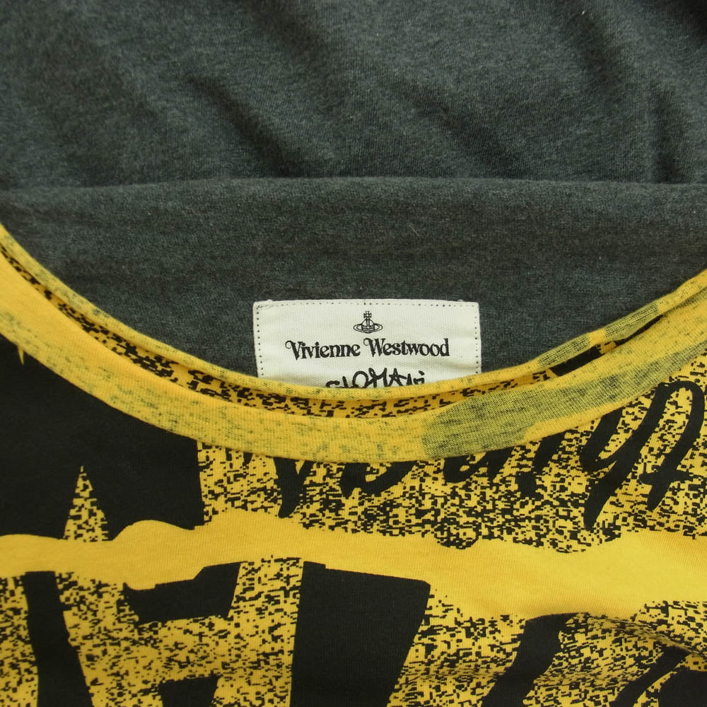 Vivienne Westwood ヴィヴィアンウエストウッド 5006 M ANGLOMANIA オーバーサイズ プリント 半袖カットソー Tシャツ イエロー系 グレー系 38【中古】